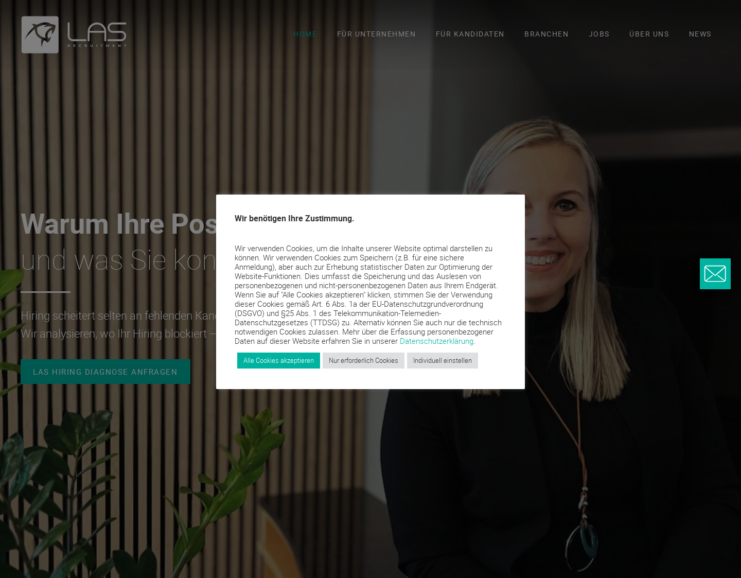 Aktuelle Website-Vorschau von LAS Recruitment