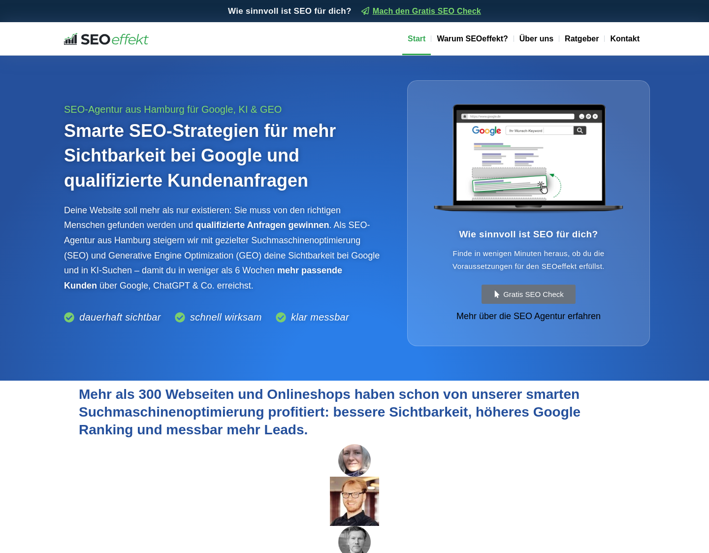 Aktuelle Website-Vorschau von SEOeffekt SEO Agentur
