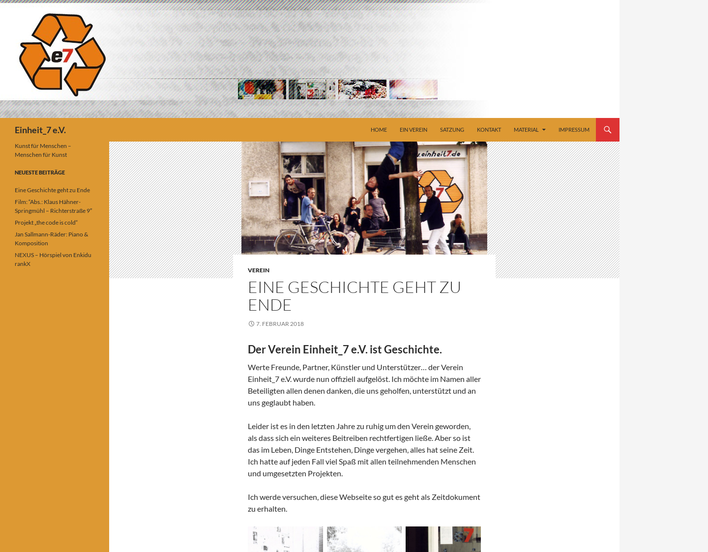 Aktuelle Website-Vorschau von Einheit_7 e.V.