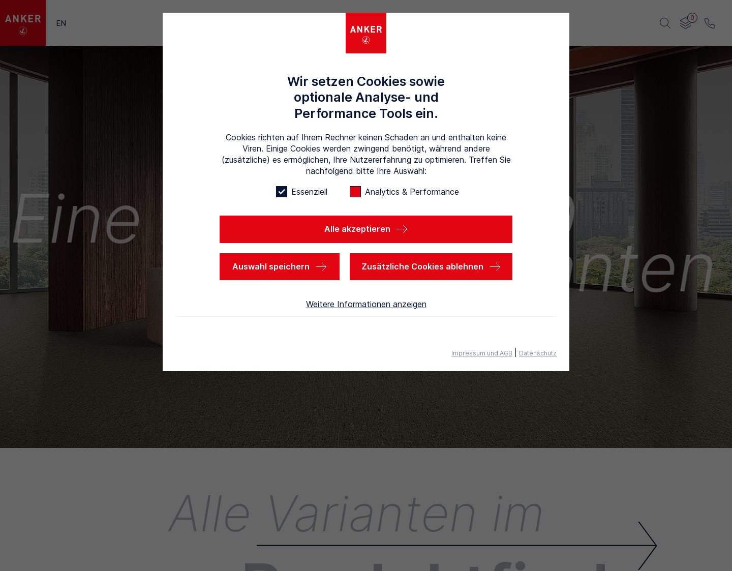 Aktuelle Website-Vorschau von Teppichboden in großer Vielfalt