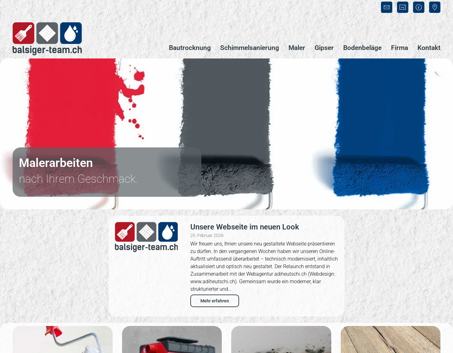 Aktuelle Website-Vorschau von Malerei - Bodenbeläge - Bautrocknung