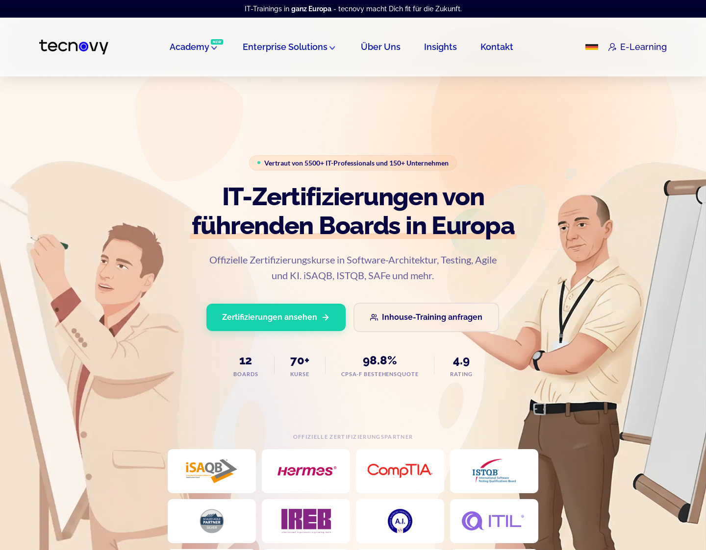 Aktuelle Website-Vorschau von Tectrain