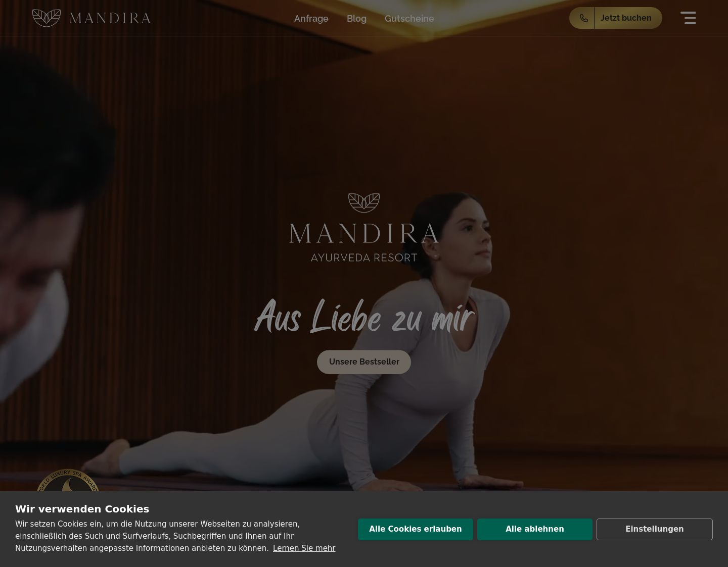 Aktuelle Website-Vorschau von Ayurveda-Resort MANDIRA