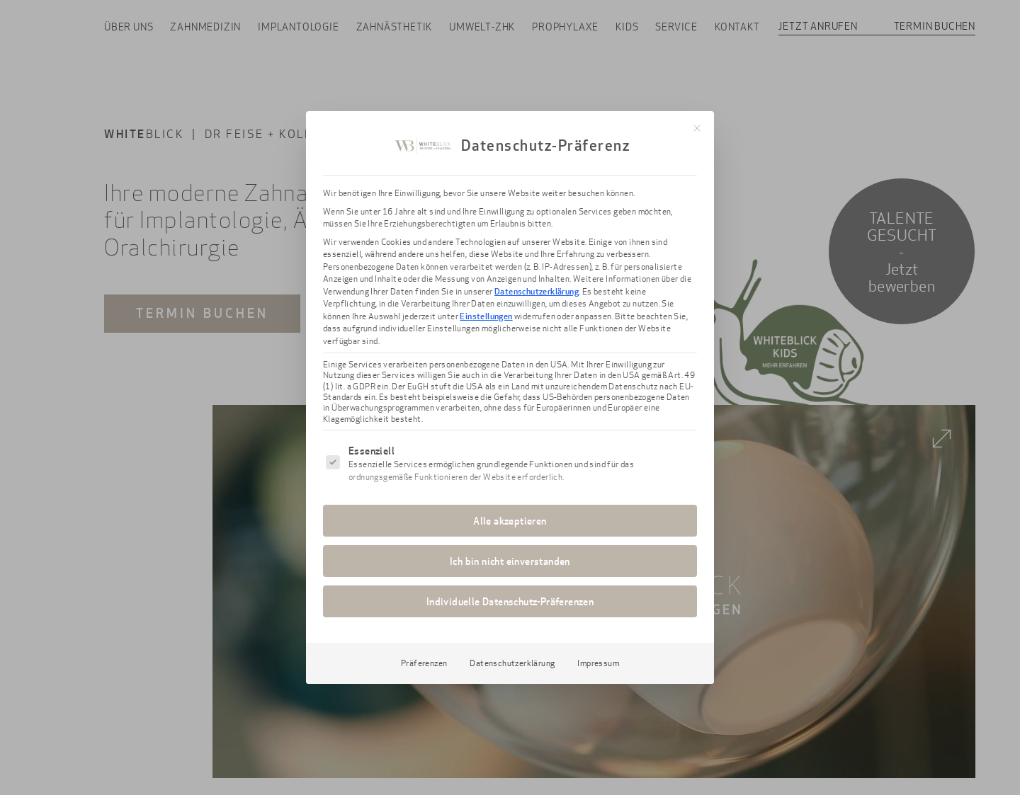 Aktuelle Website-Vorschau von WHITEBLICK Dr. Feise + Kollegen