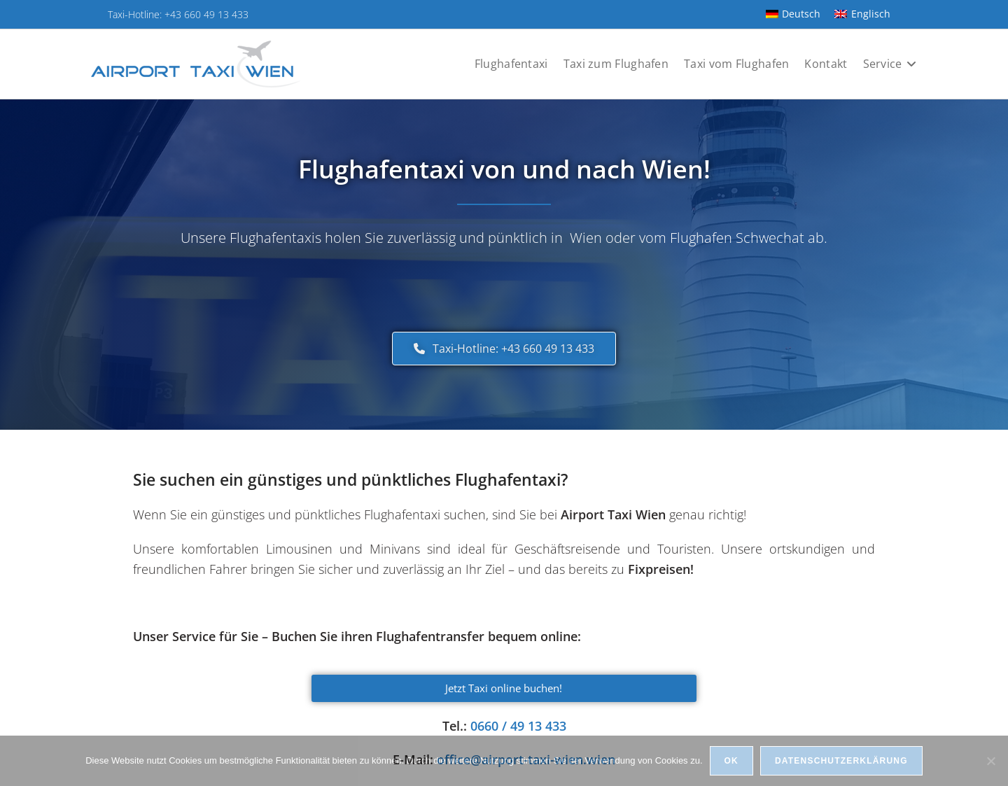 Aktuelle Website-Vorschau von Airport Taxi Wien