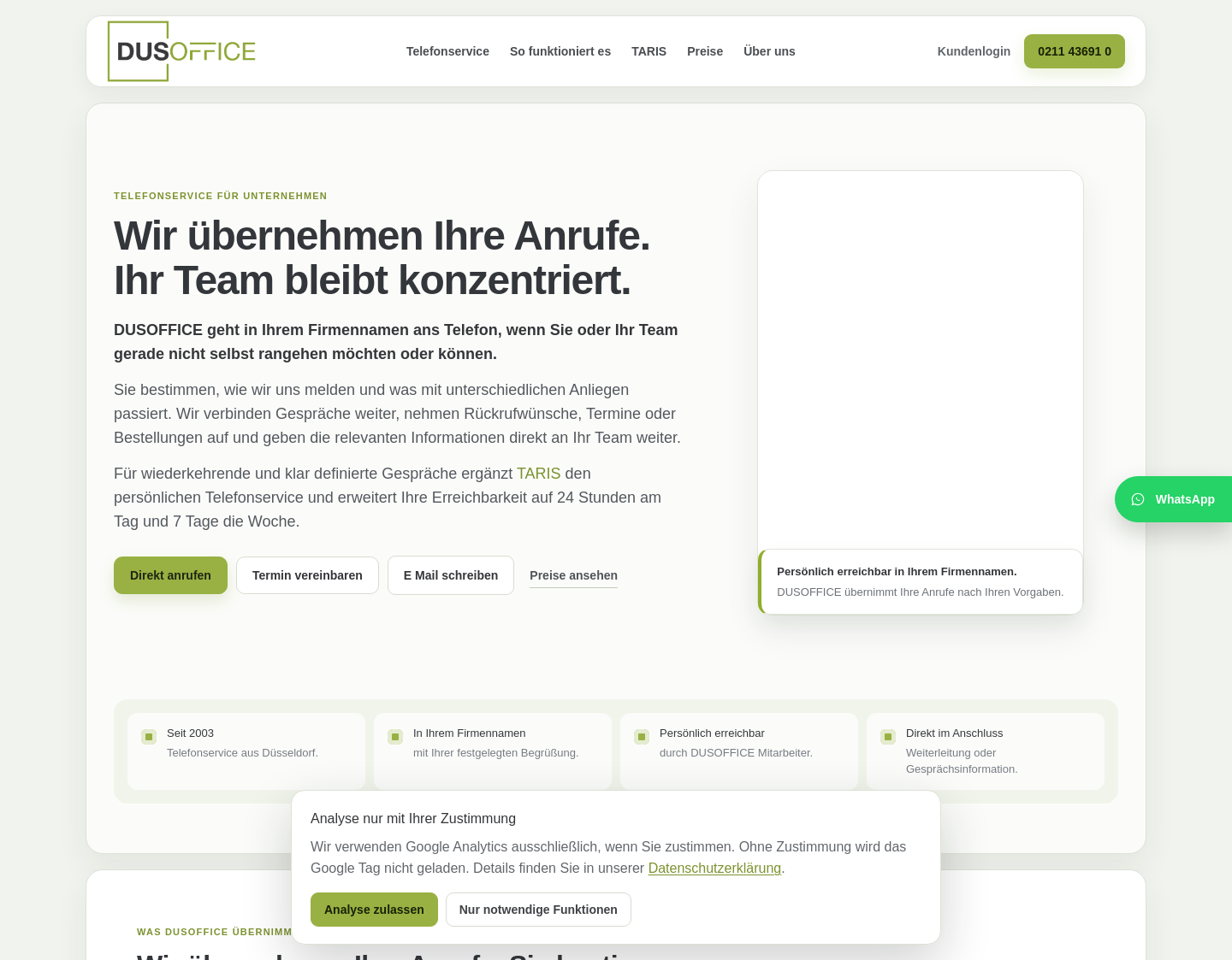 Aktuelle Website-Vorschau von DUSOFFICE GmbH & Co. KG