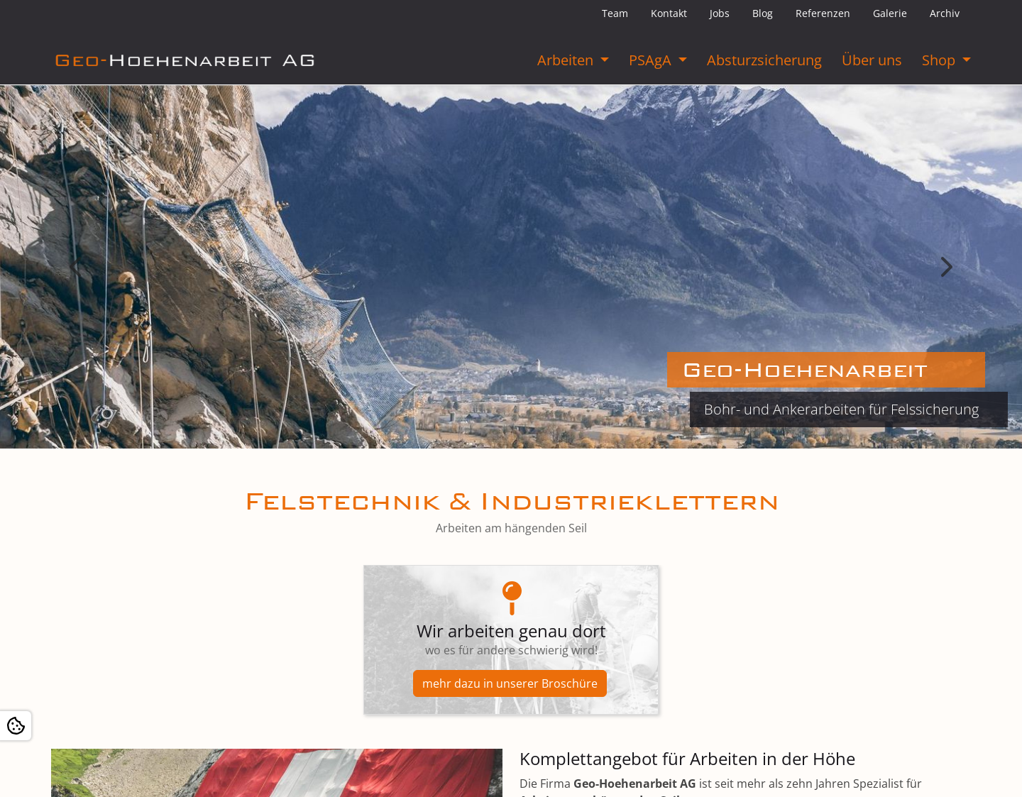 Aktuelle Website-Vorschau von Geo-Hoehenarbeit AG