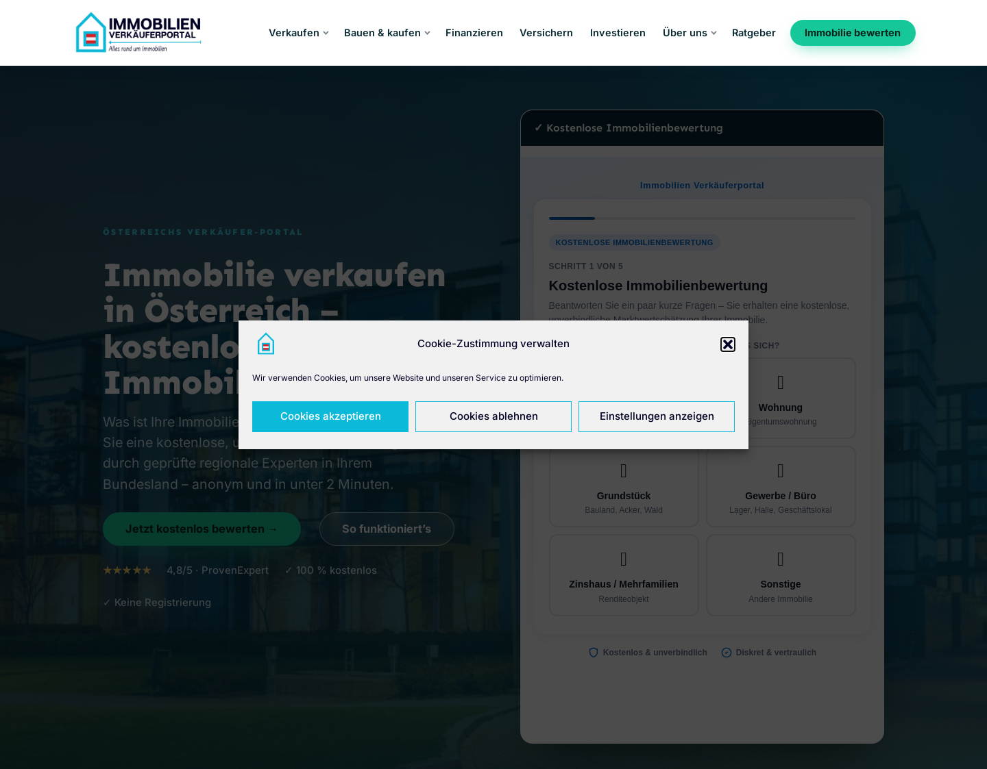 Aktuelle Website-Vorschau von Immobilie in Österreich verkaufen