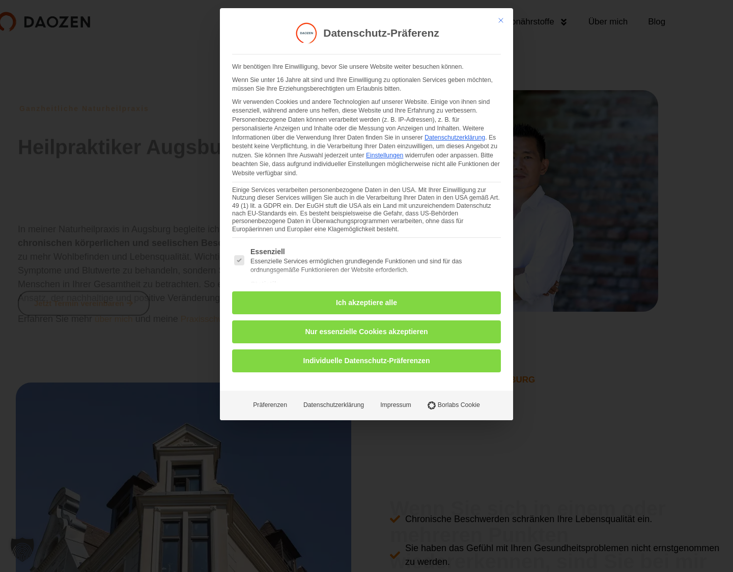 Aktuelle Website-Vorschau von Praxis für ganzheitliche Therapie Augsburg