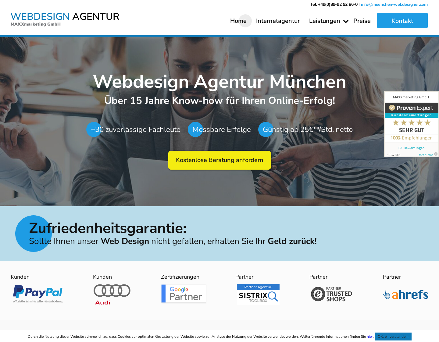 Aktuelle Website-Vorschau von Webdesigner München