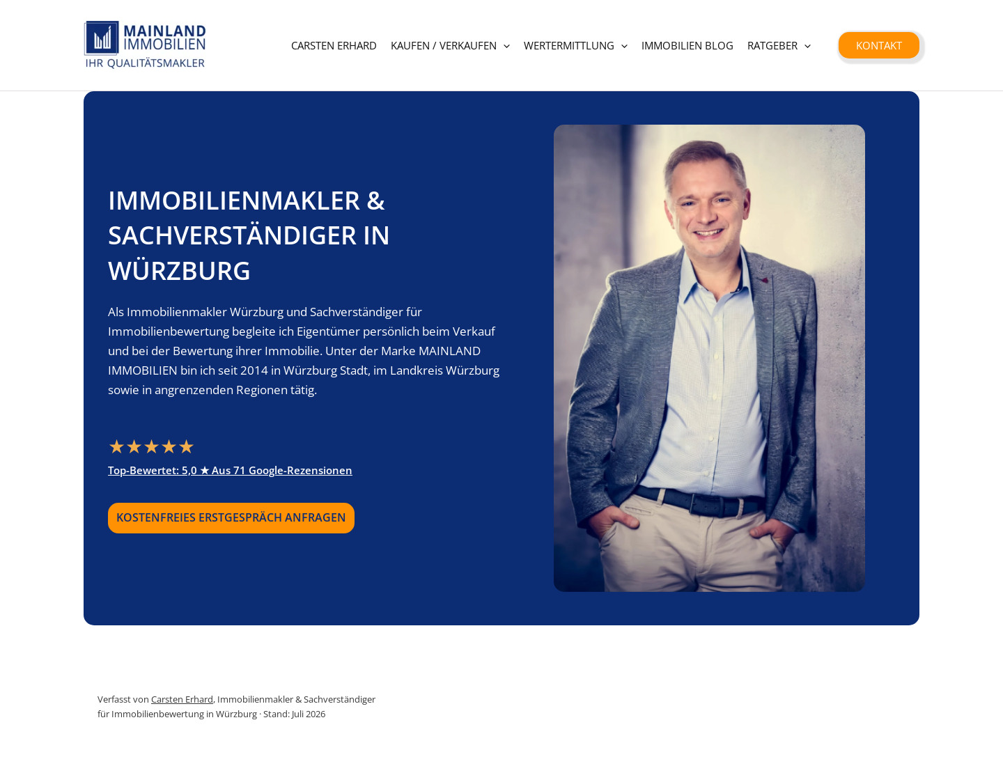 Aktuelle Website-Vorschau von MAINLAND-IMMOBILIEN - Immobilienmakler Würzburg