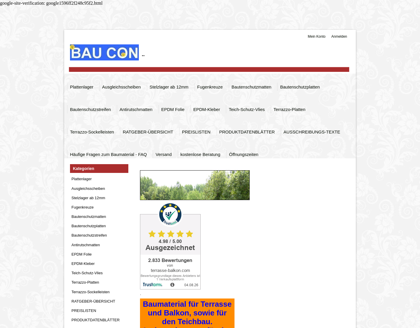 Aktuelle Website-Vorschau von Terrassen-Platten