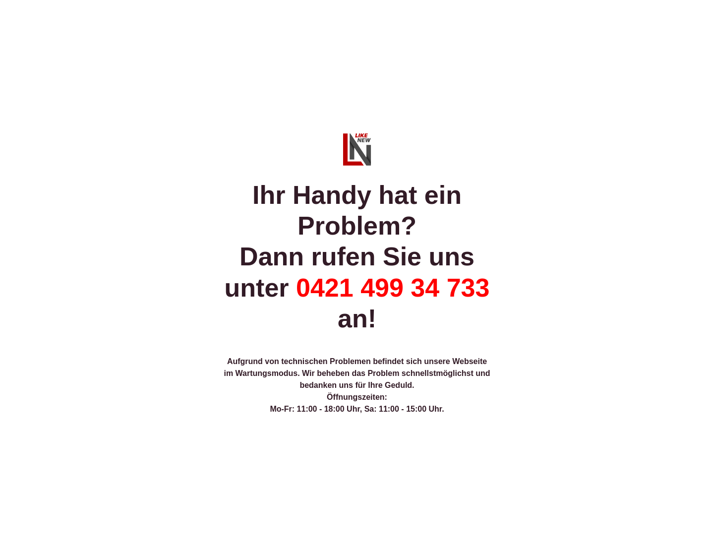 Aktuelle Website-Vorschau von Like New Handy Reparatur
