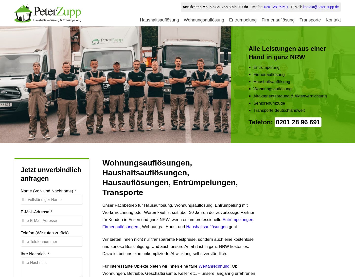 Aktuelle Website-Vorschau von Peter Zupp GmbH