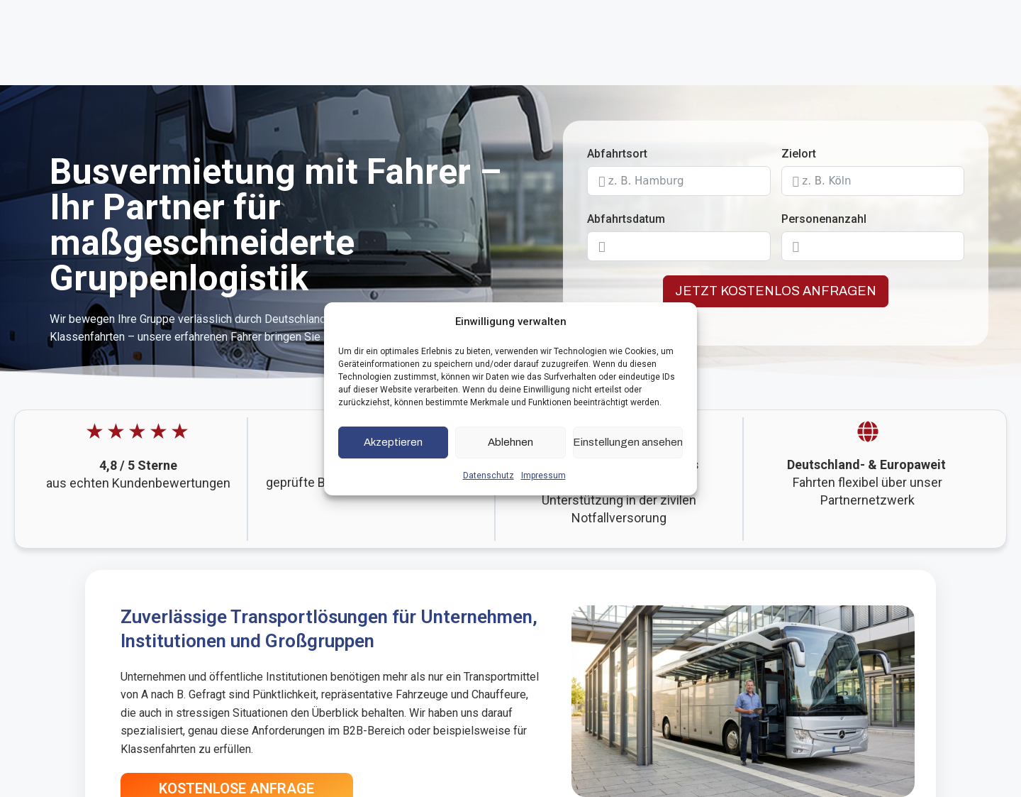 Aktuelle Website-Vorschau von Busvermietung24 GmbH