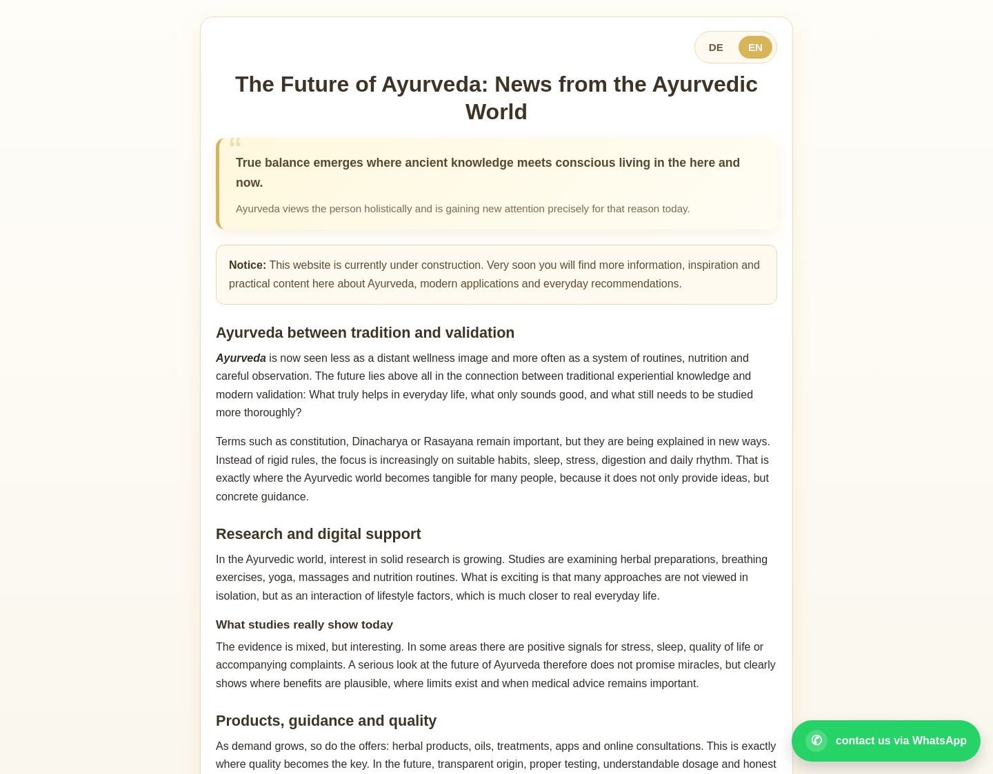Aktuelle Website-Vorschau von Maharishi Ayurveda Gesundheitszentrum Lüchtefeld