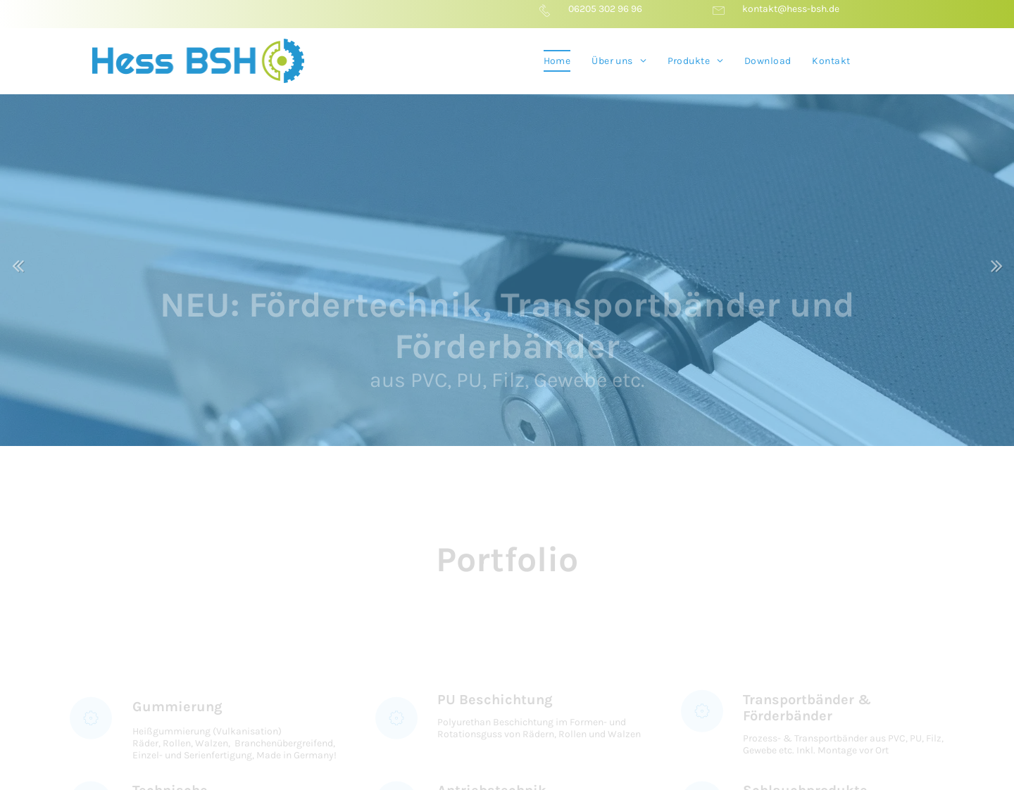 Aktuelle Website-Vorschau von Hess BSH