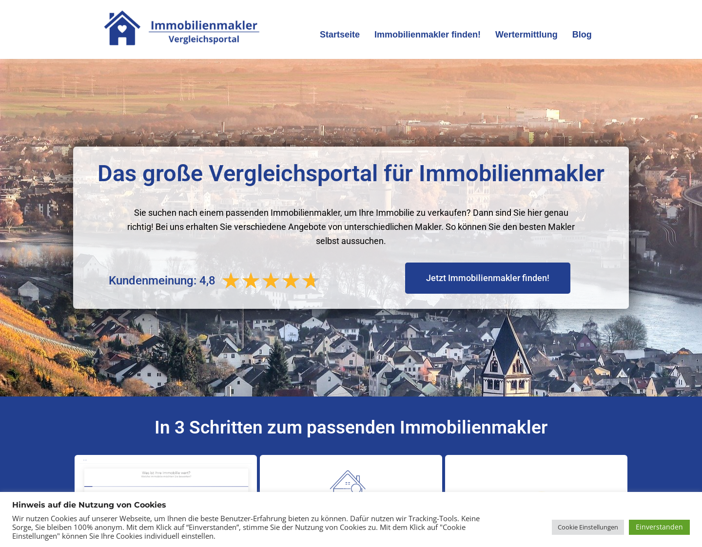 Aktuelle Website-Vorschau von Immobilienmakler Vergleichsportal