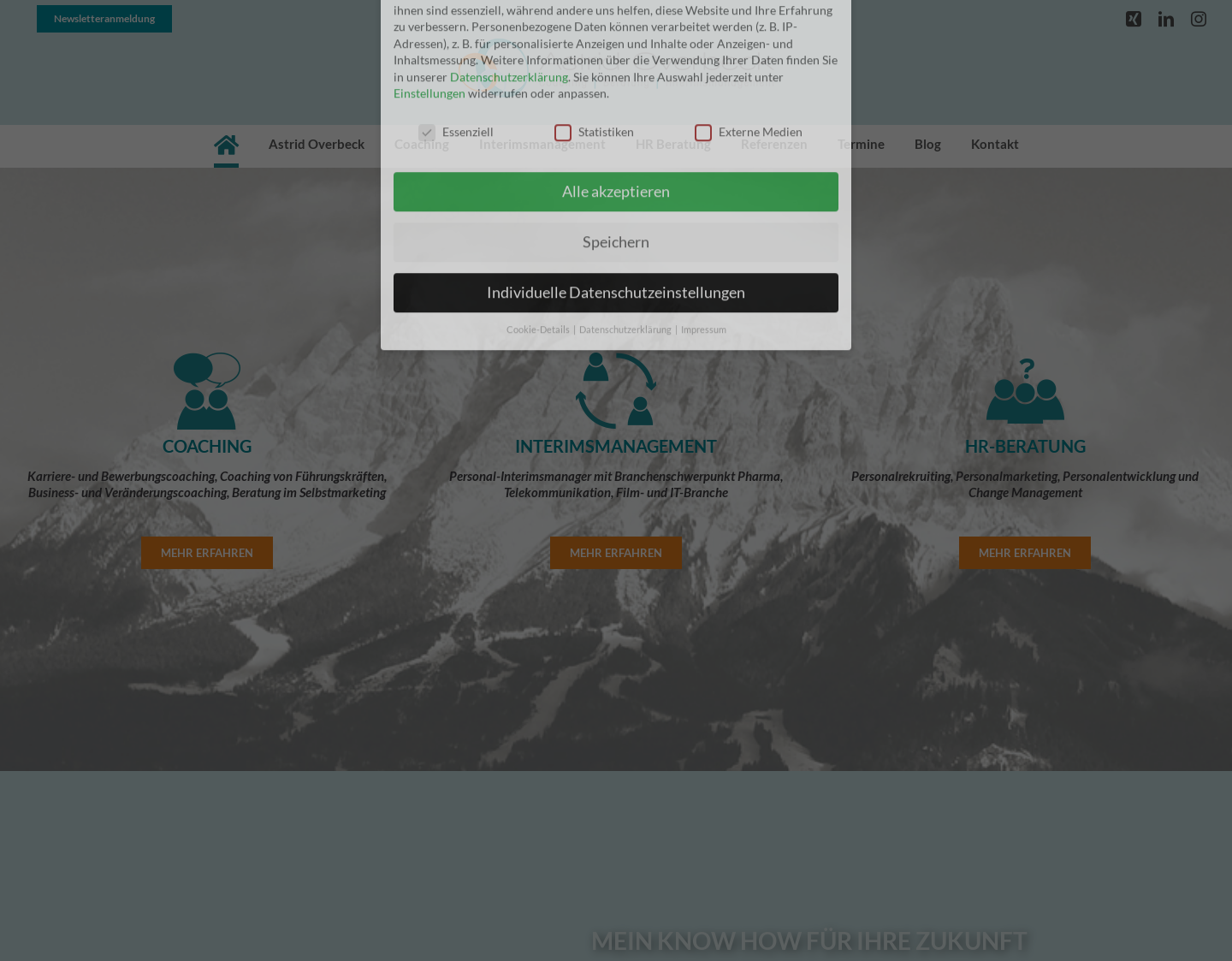 Aktuelle Website-Vorschau von Overbeck Coaching München