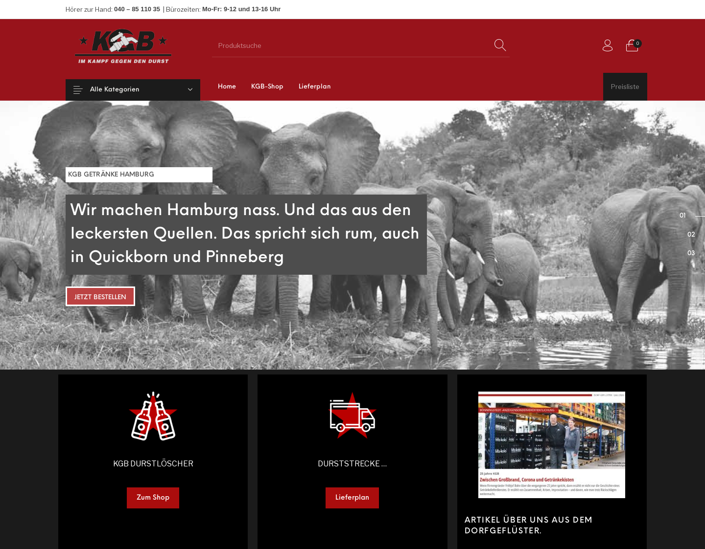 Aktuelle Website-Vorschau von KGB Getränke GmbH