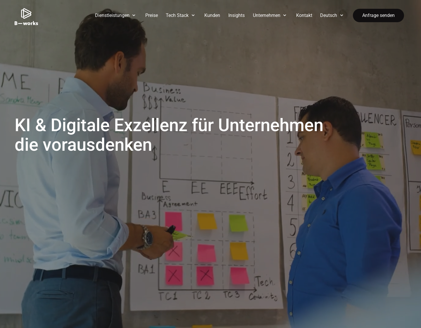 Aktuelle Website-Vorschau von Wir sind B-Works