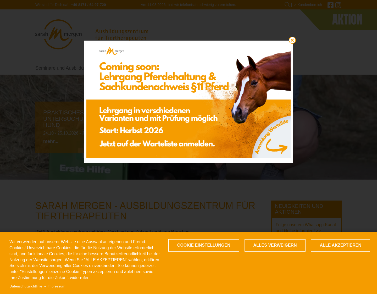 Aktuelle Website-Vorschau von Ausbildungszentrum für Tiertherapeuten
