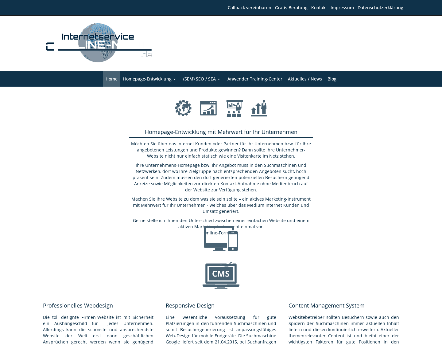 Aktuelle Website-Vorschau von Homepage Entwicklung & Internetmarketing