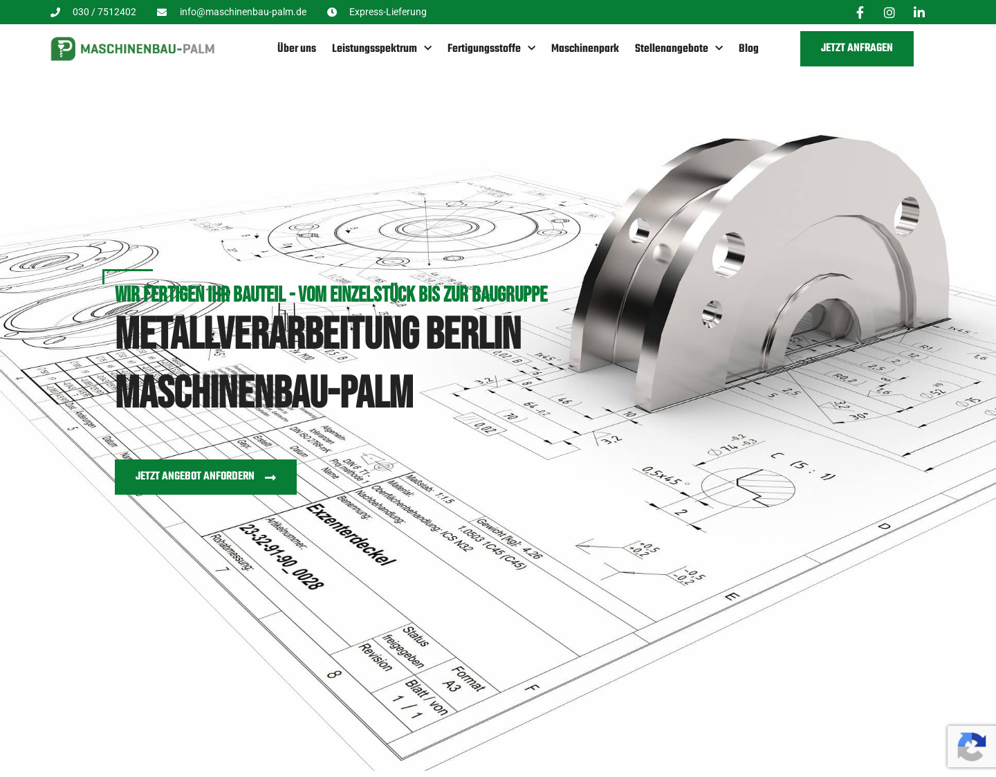 Aktuelle Website-Vorschau von Maschinebau-Palm - Dreherei und Maschinenbau