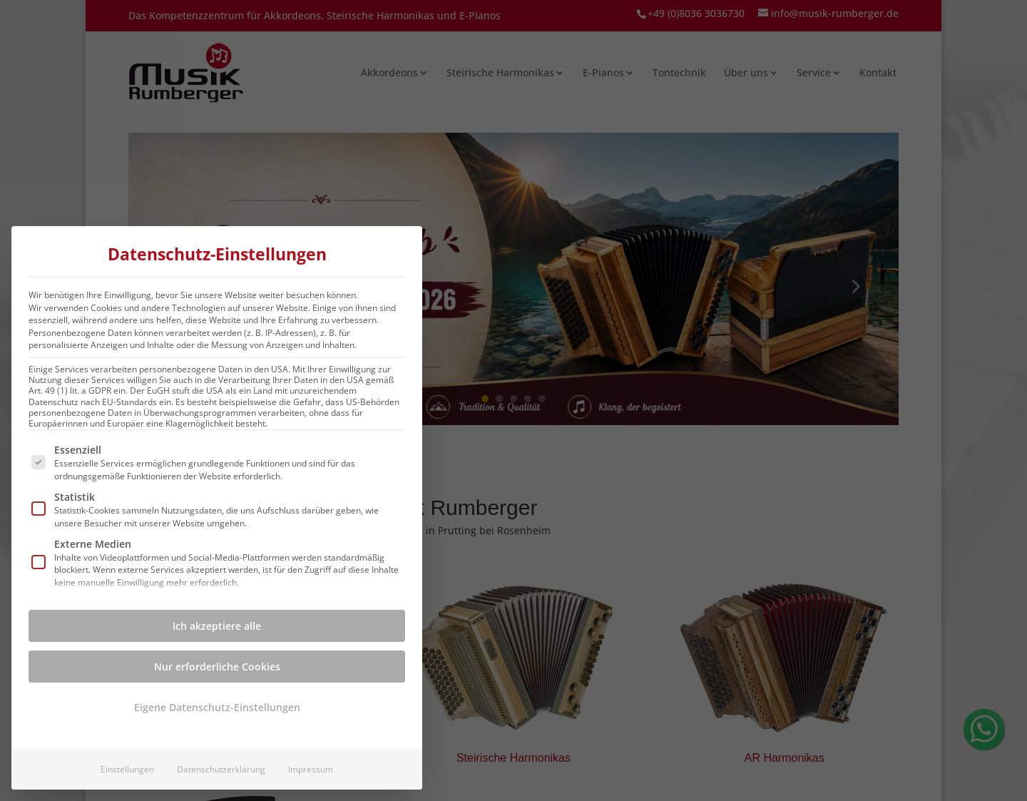 Aktuelle Website-Vorschau von Rumberger Musikinstrumente Vertriebs GmbH