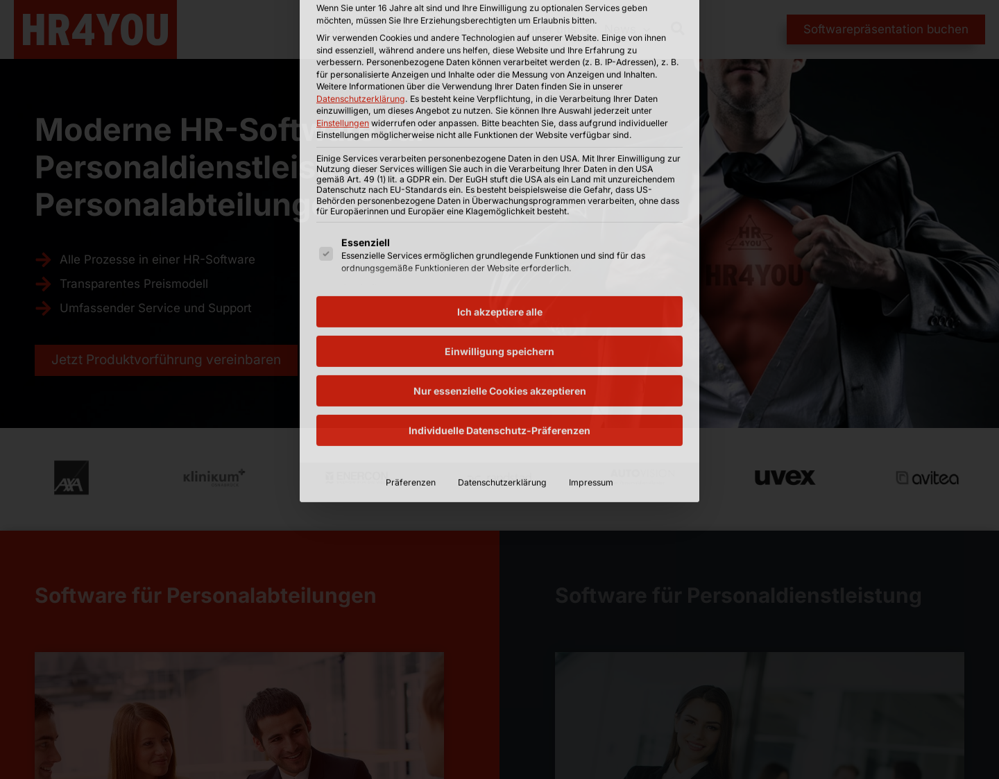 Aktuelle Website-Vorschau von HR4YOU AG