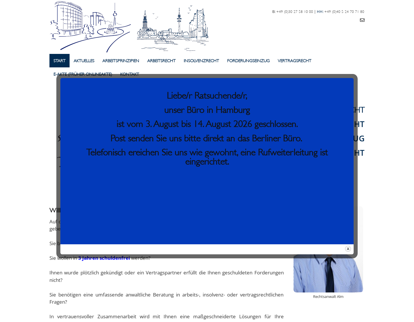 Aktuelle Website-Vorschau von Schuldnerberatung Hamburg - Regelinsolvenz