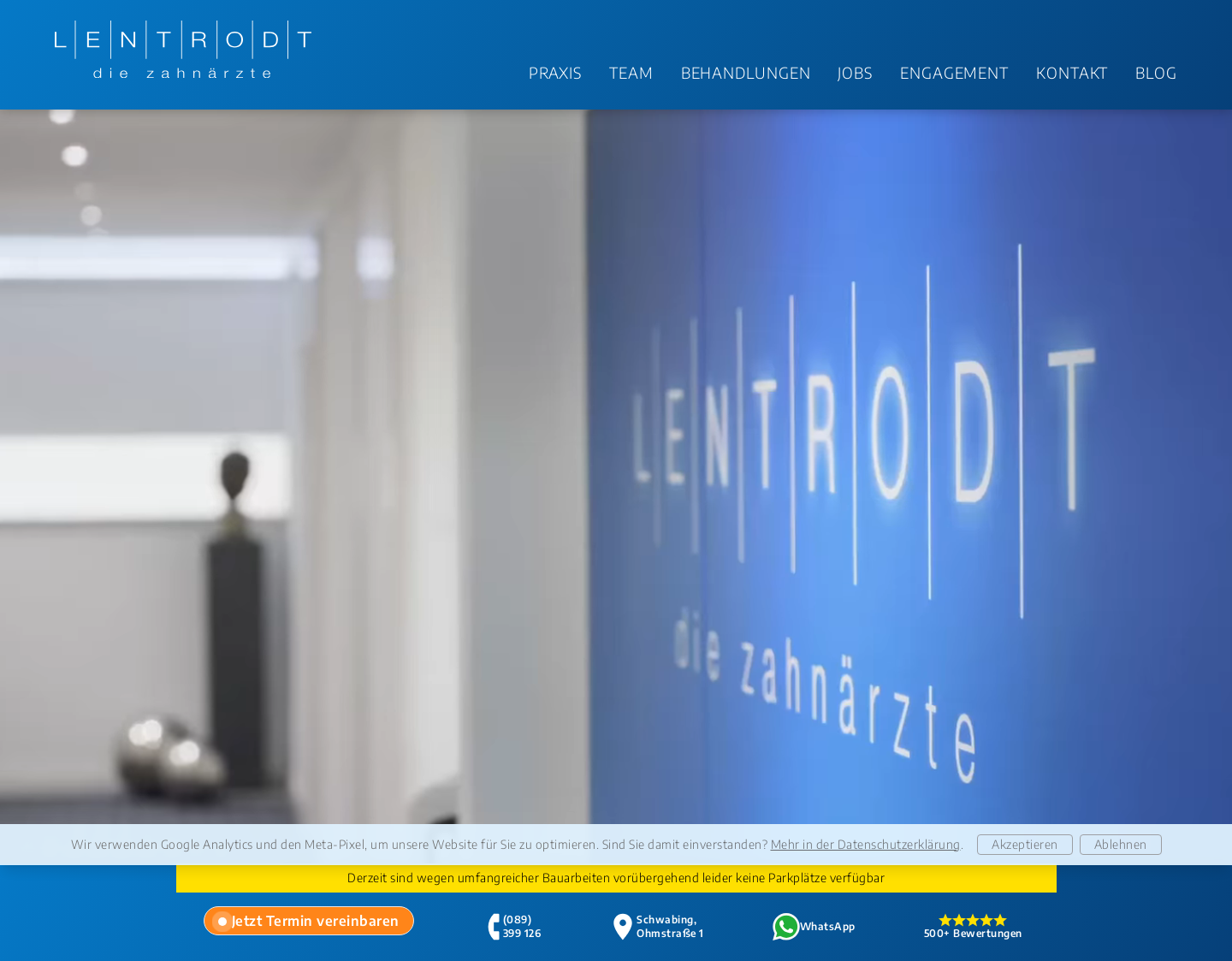 Aktuelle Website-Vorschau von Zahnarzt Lentrodt München