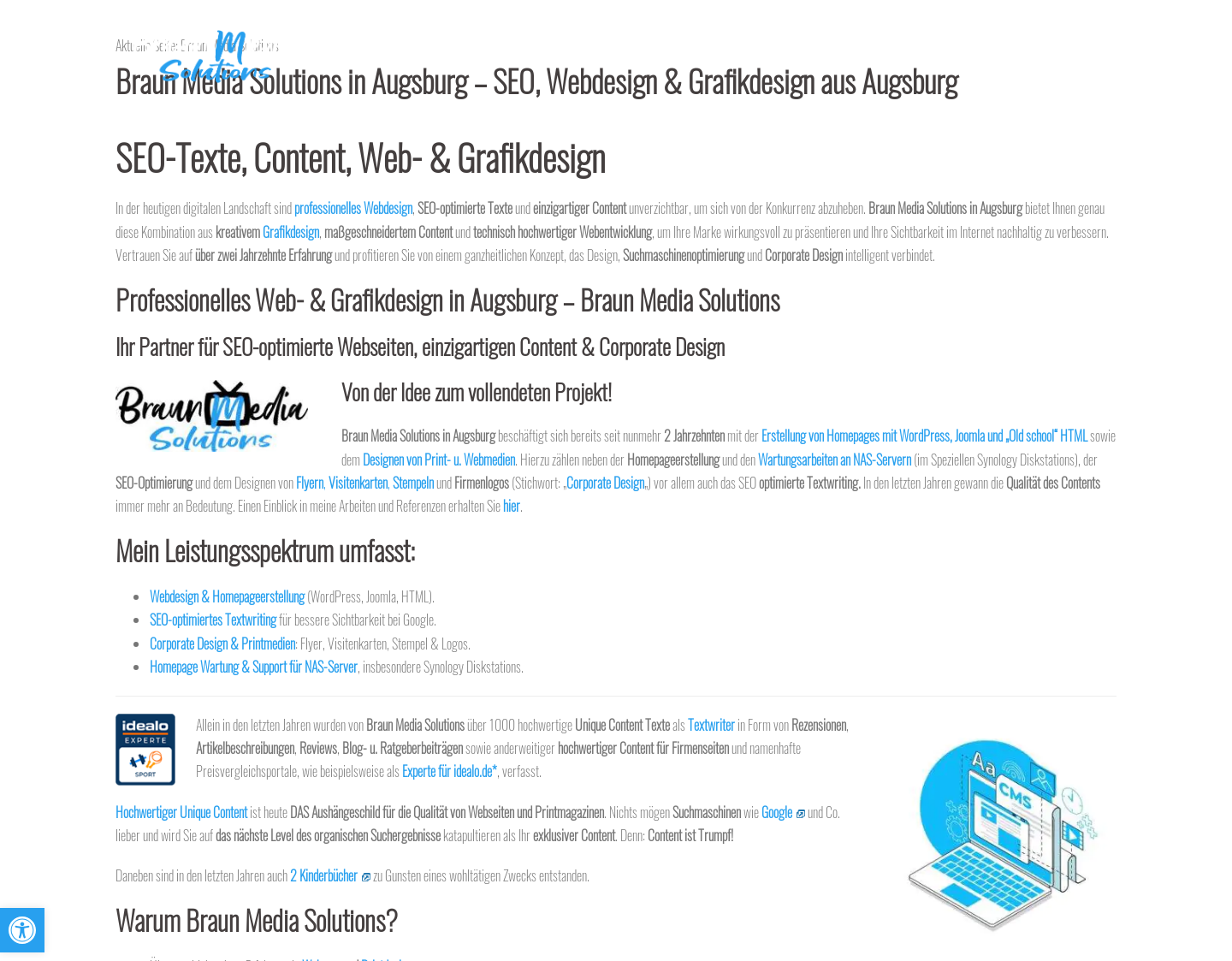 Aktuelle Website-Vorschau von Braun Media Solutions