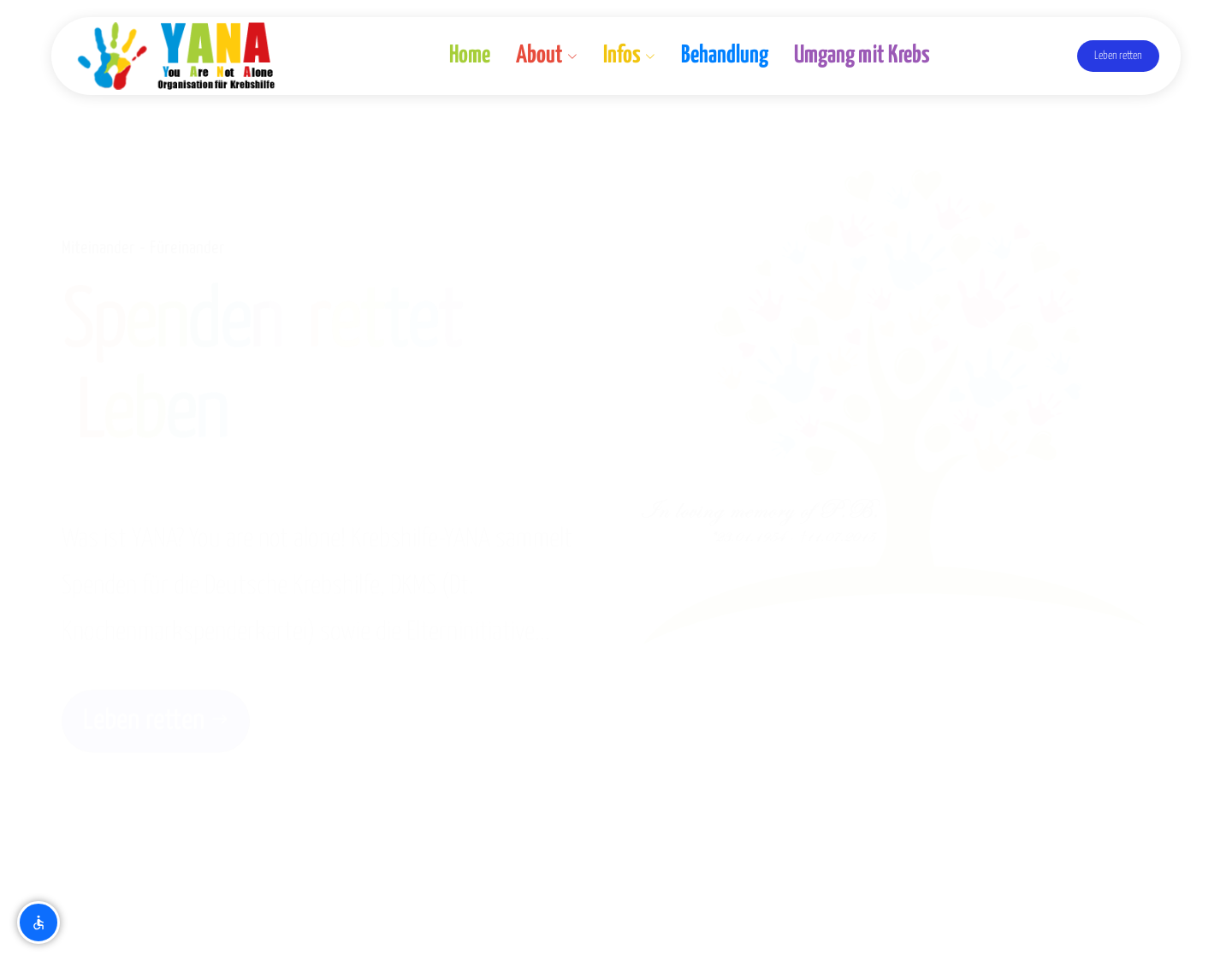 Aktuelle Website-Vorschau von Krebshilfe-YANA