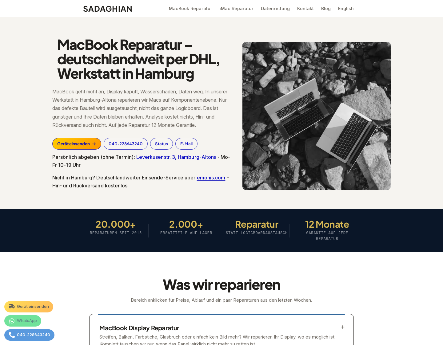 Aktuelle Website-Vorschau von Sadaghian e.K