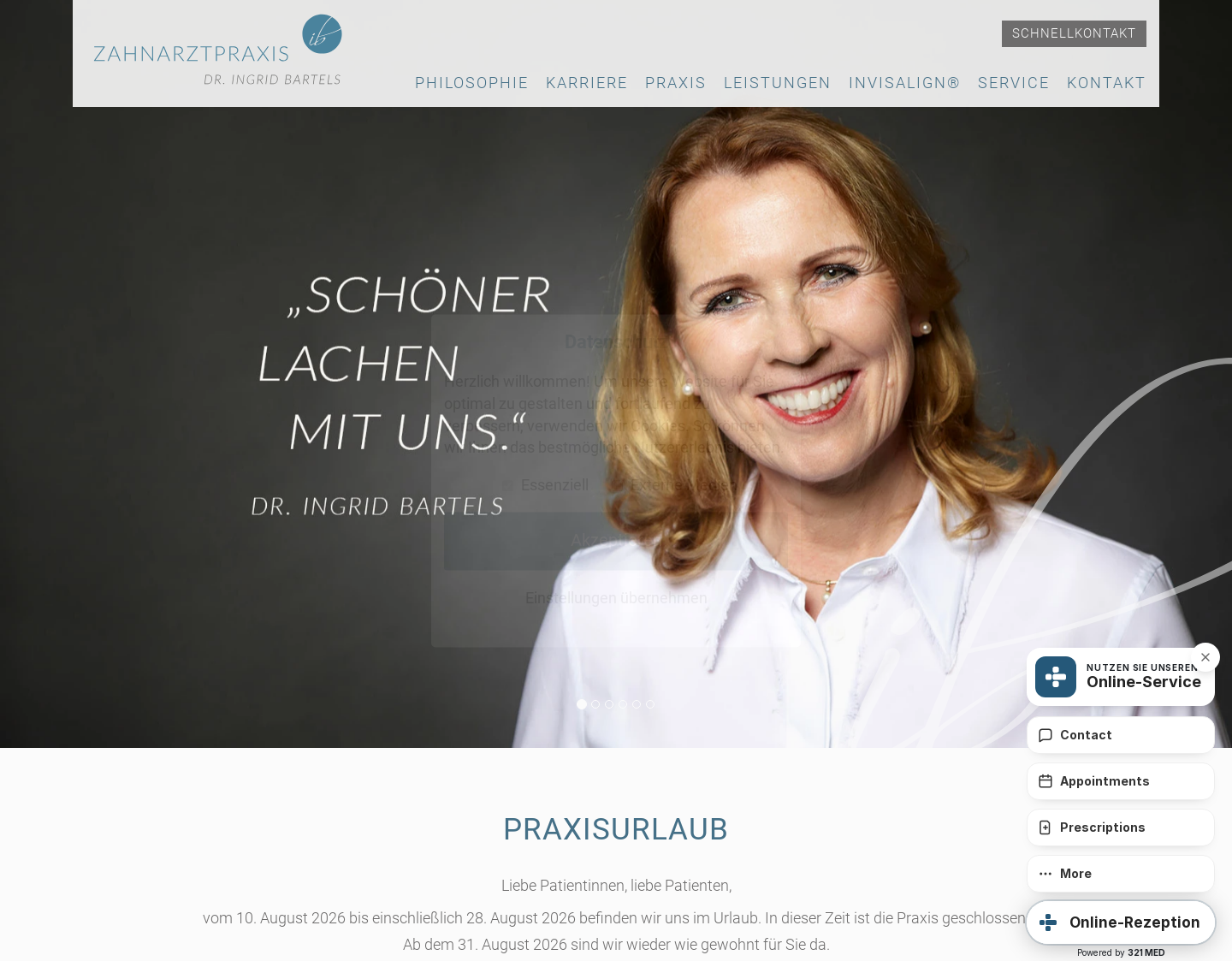Aktuelle Website-Vorschau von Zahnärztin Dr. med. dent. Ingrid Bartels, Villing