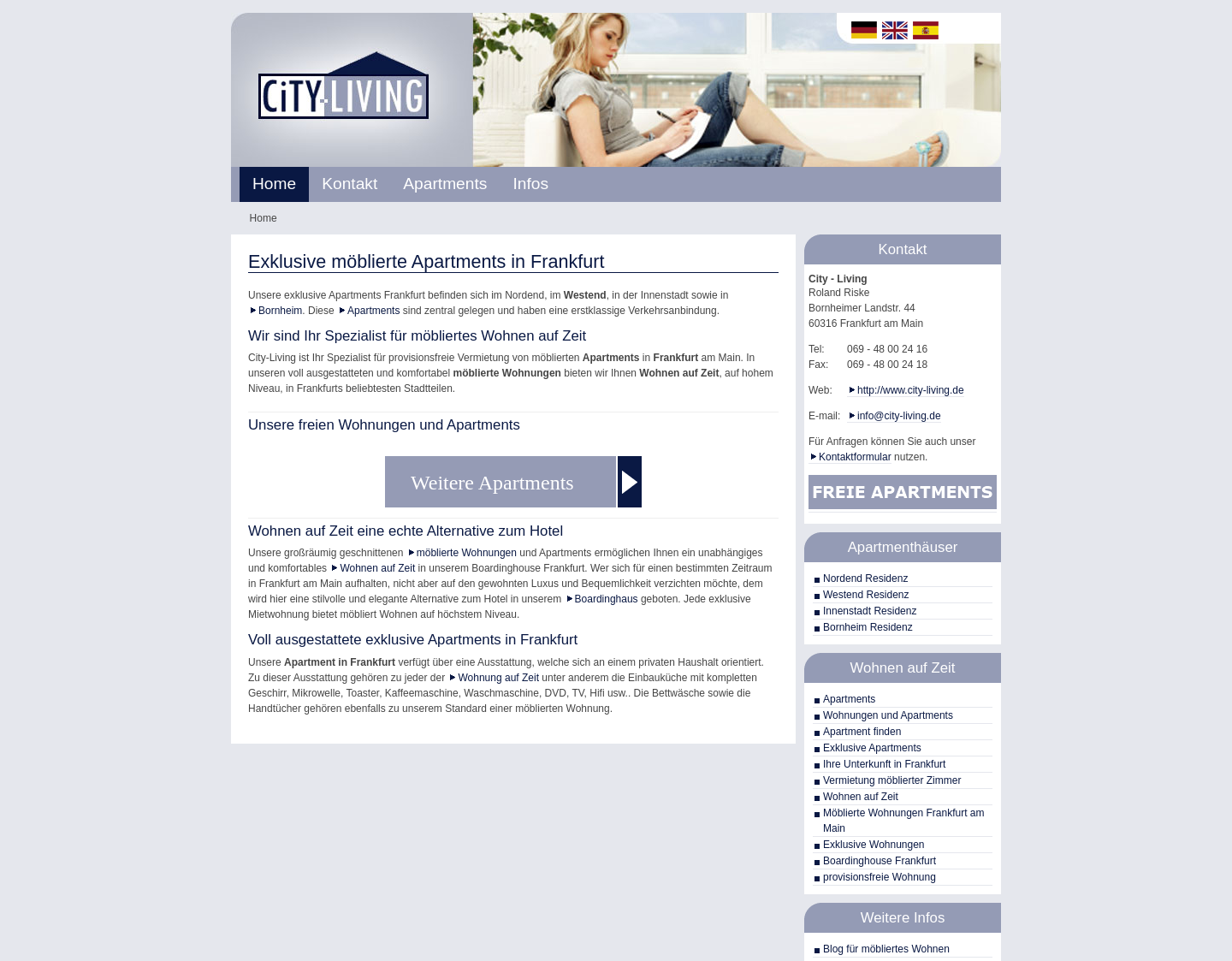 Aktuelle Website-Vorschau von möblierte Apartments Frankfurt