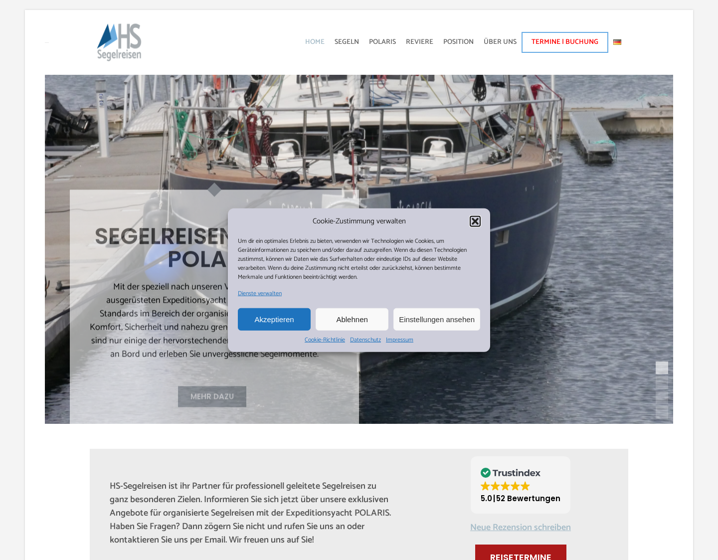 Aktuelle Website-Vorschau von HS Segelreisen - Verwirkliche einen unvergessliche