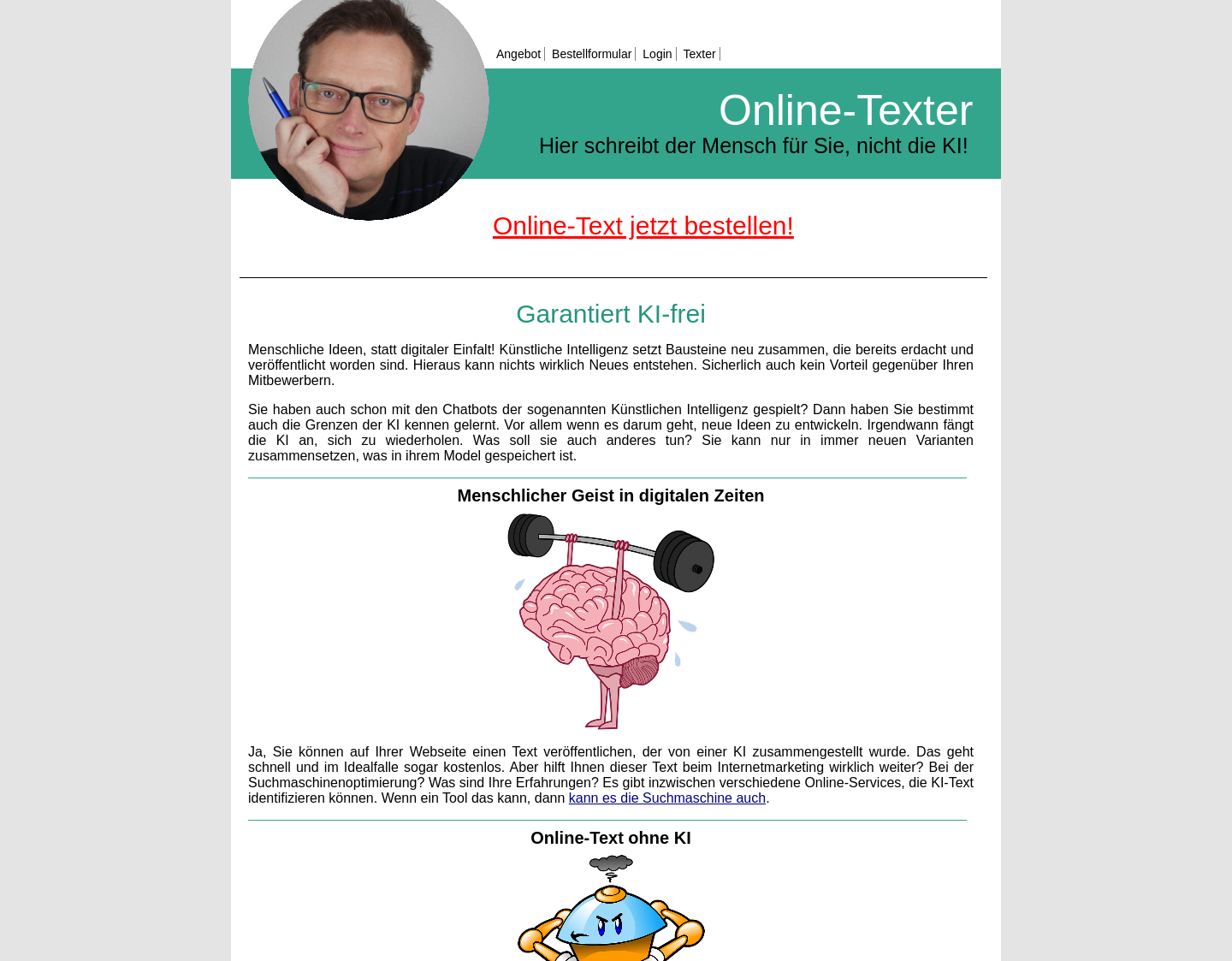 Aktuelle Website-Vorschau von Eintragservice und Texterstellung