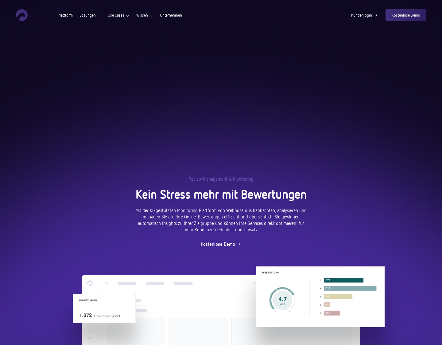 Aktuelle Website-Vorschau von Webbosaurus - Agentur für Social Media
