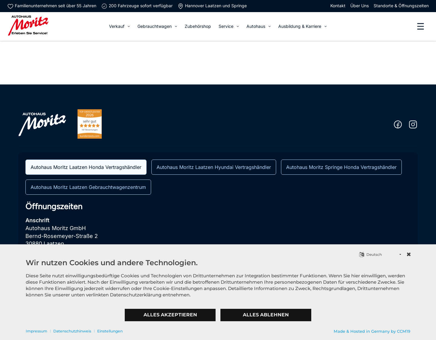 Aktuelle Website-Vorschau von Moritz Gebrauchtwagen Hannover