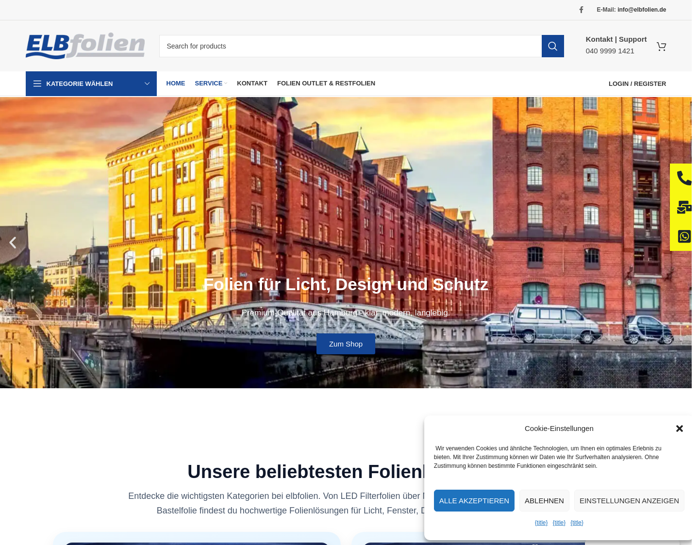 Aktuelle Website-Vorschau von Wandtattoo von Elbfolien