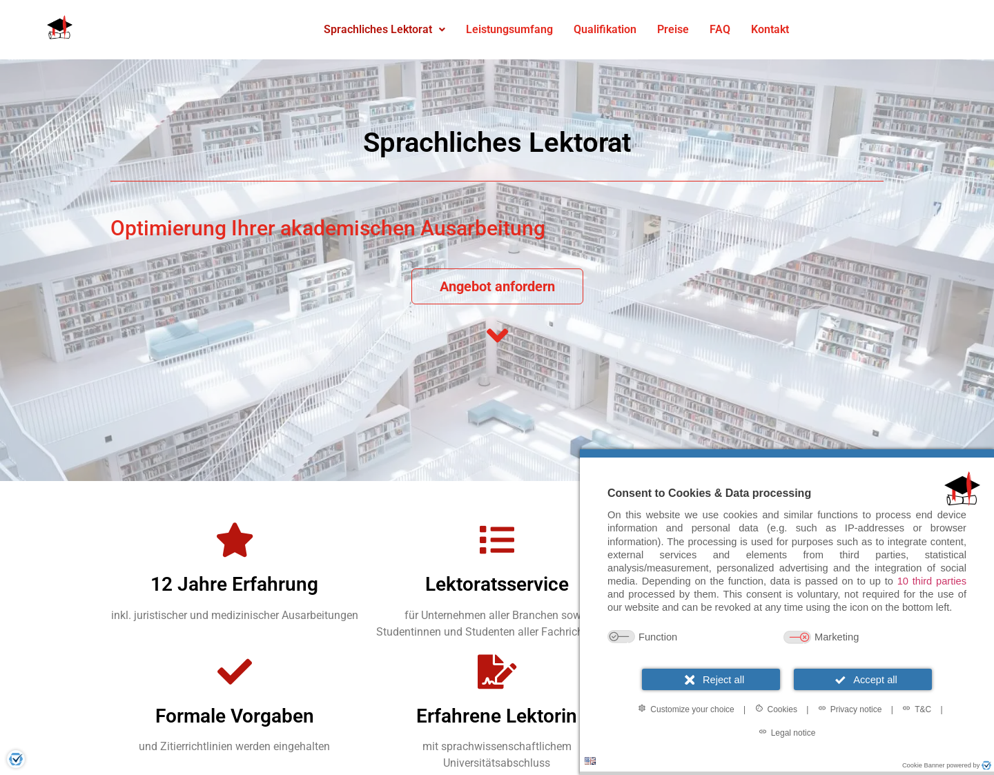 Aktuelle Website-Vorschau von Wissenschaftslektorat