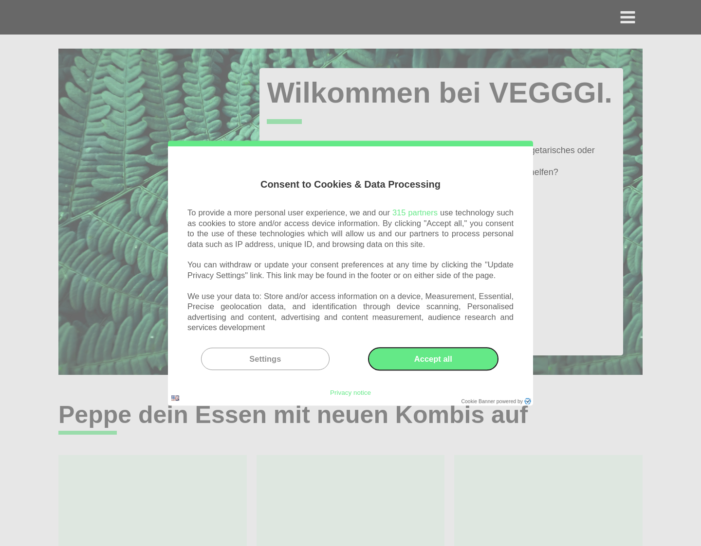 Aktuelle Website-Vorschau von VEGGGI