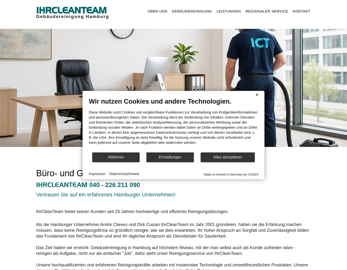 Aktuelle Website-Vorschau von Gebäudereinigung Hamburg
