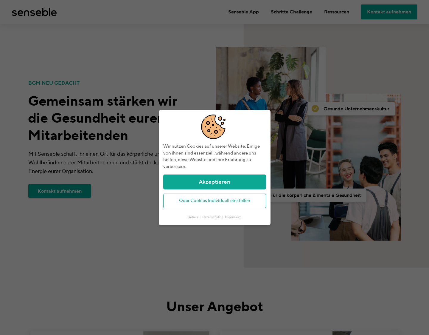 Aktuelle Website-Vorschau von Senseble Health GmbH