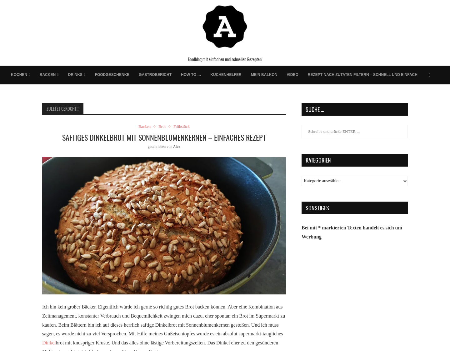 Aktuelle Website-Vorschau von AlleKochen.com - der Kochblog