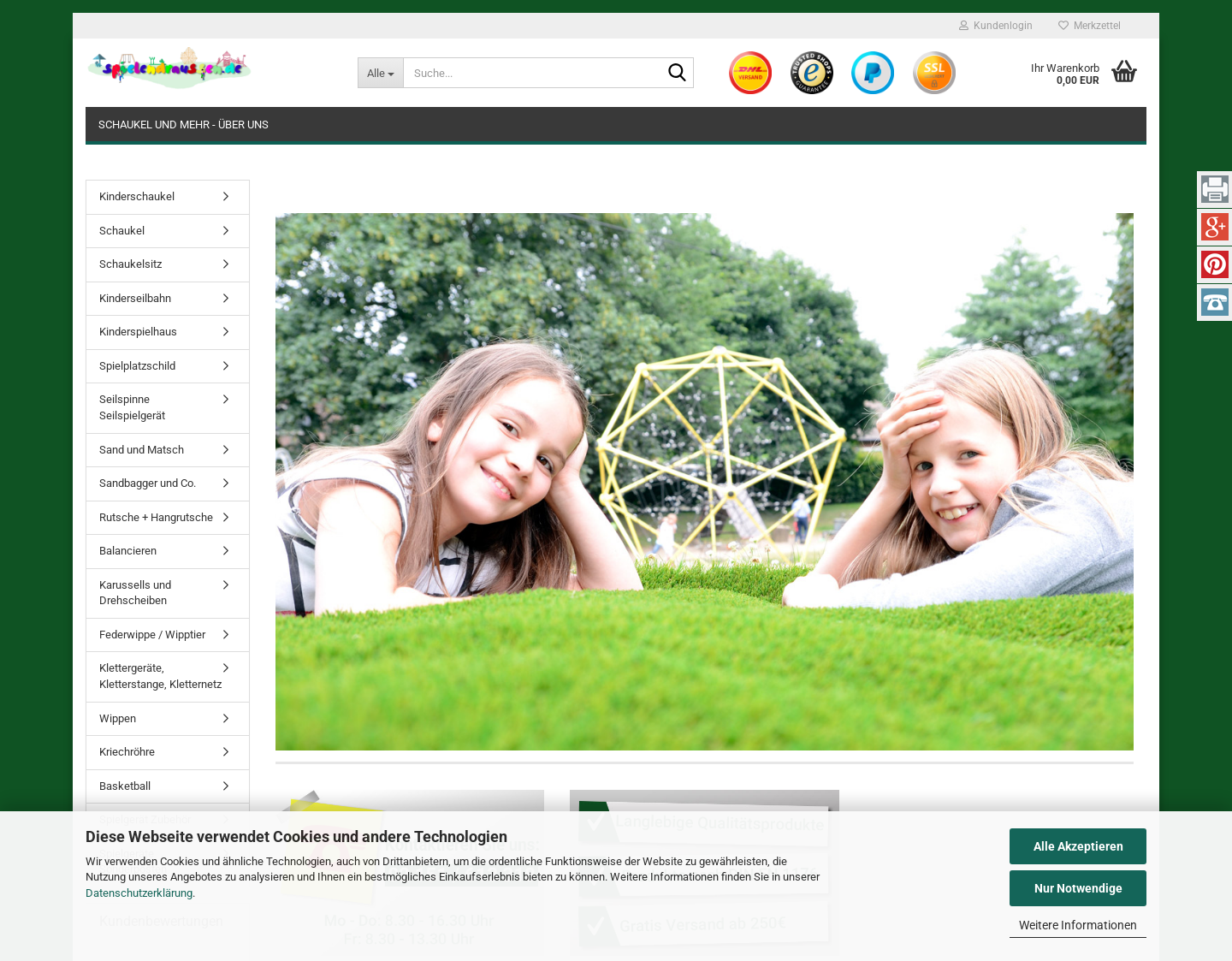 Aktuelle Website-Vorschau von Spielgeräte und Schaukel Shop