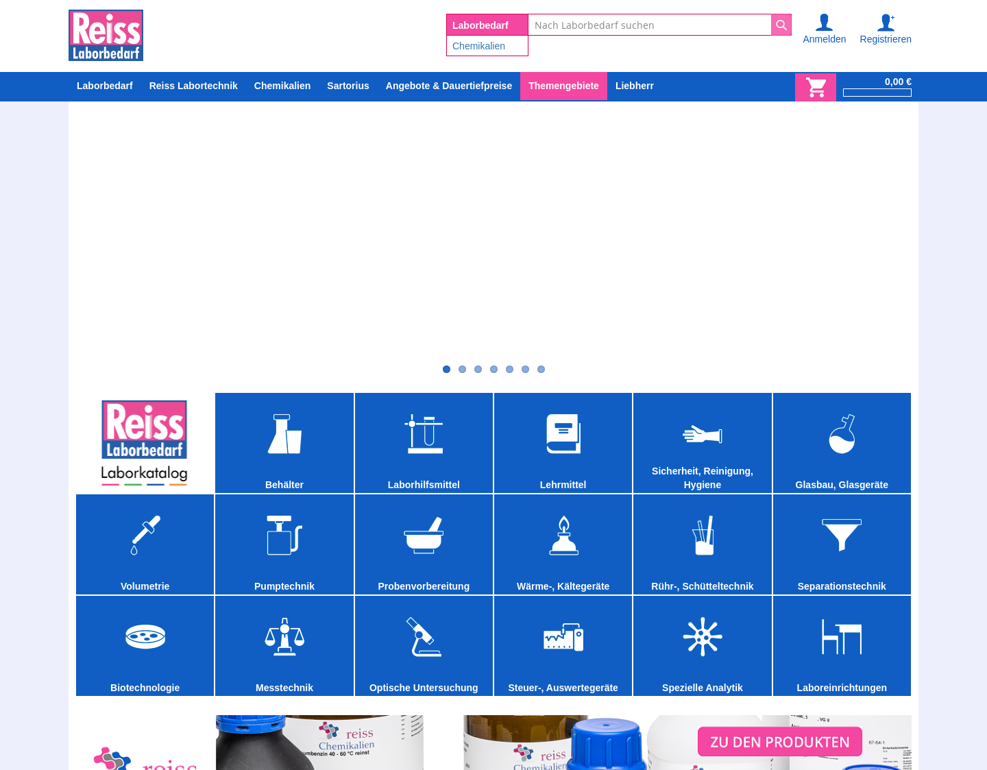 Aktuelle Website-Vorschau von Reiss Laborbedarf