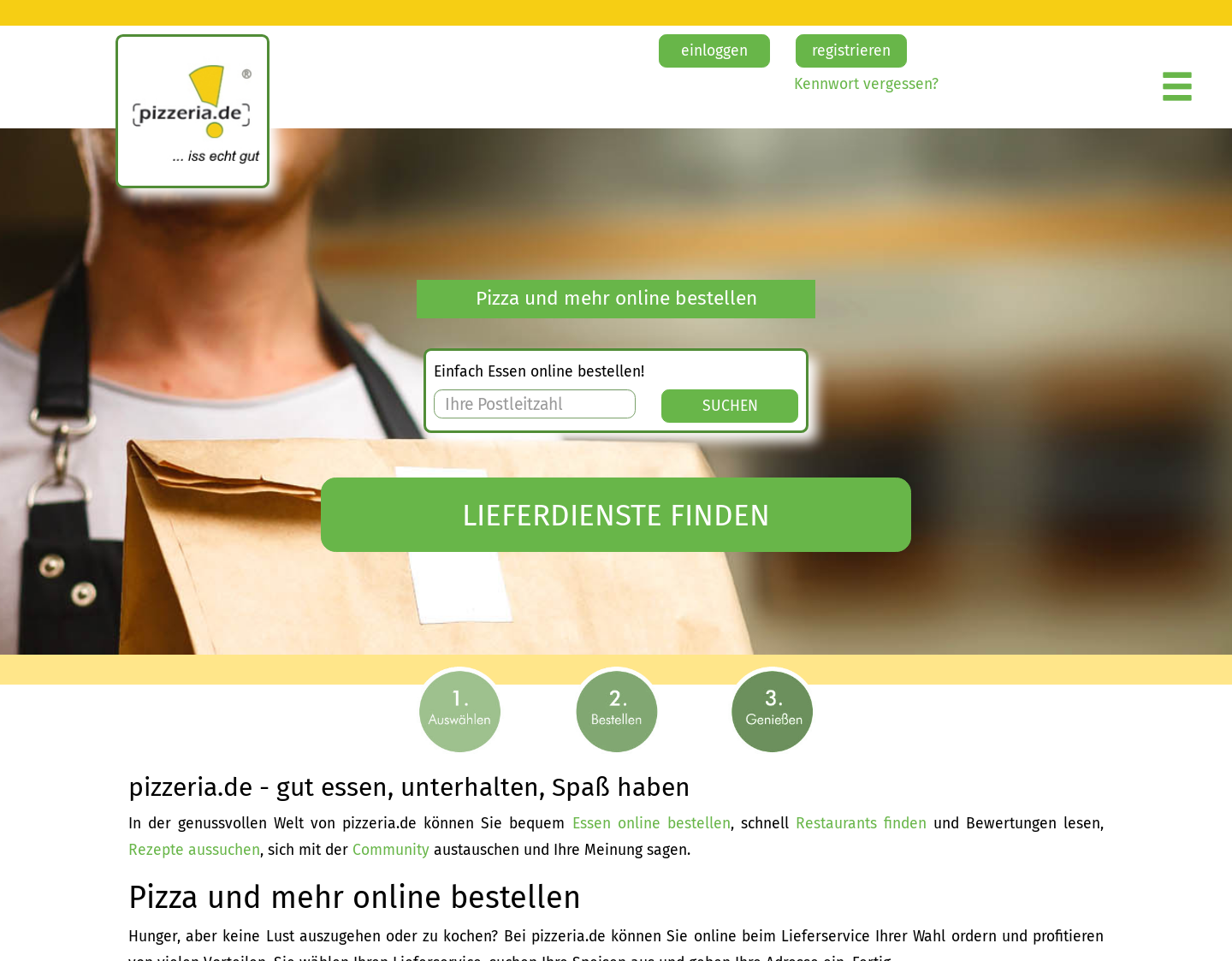 Aktuelle Website-Vorschau von Pizzeria